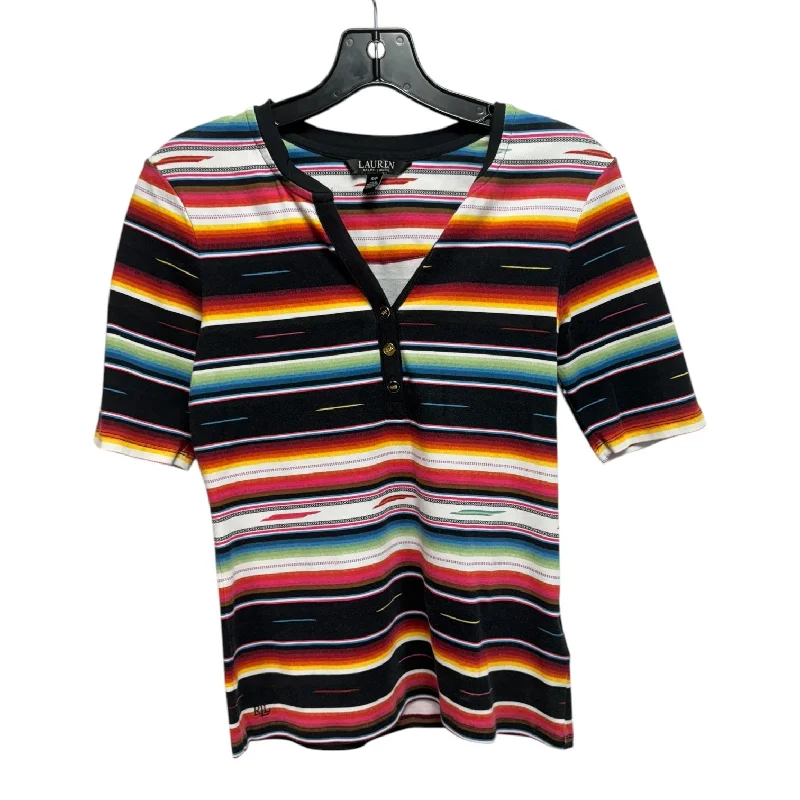 Top Short Sleeve By Lauren By Ralph Lauren In Striped Pattern, Size: S