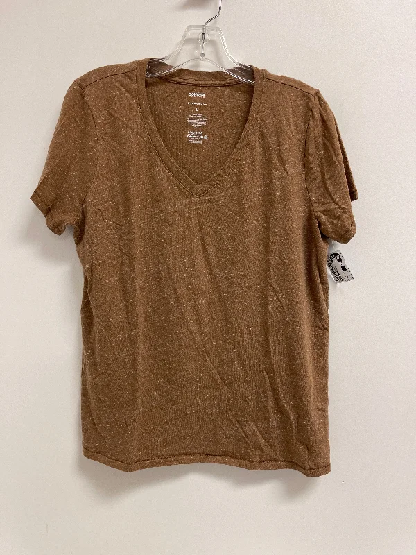 Top Short Sleeve By Sonoma In Brown, Size: L